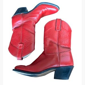 Vintage Kenny Rogers Red Leather Cowboy Western Boots size 6M!